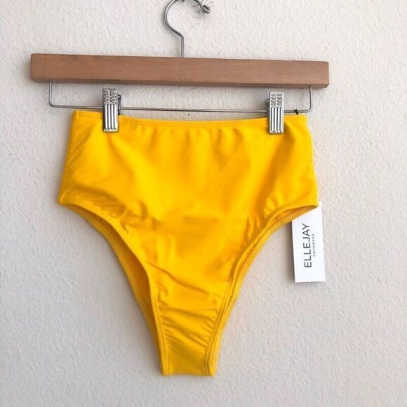 Ellejay Womens XS Bikini Swim Bottom Yellow Stretch USA Revolve NEW with Tag - Picture 1 of 7